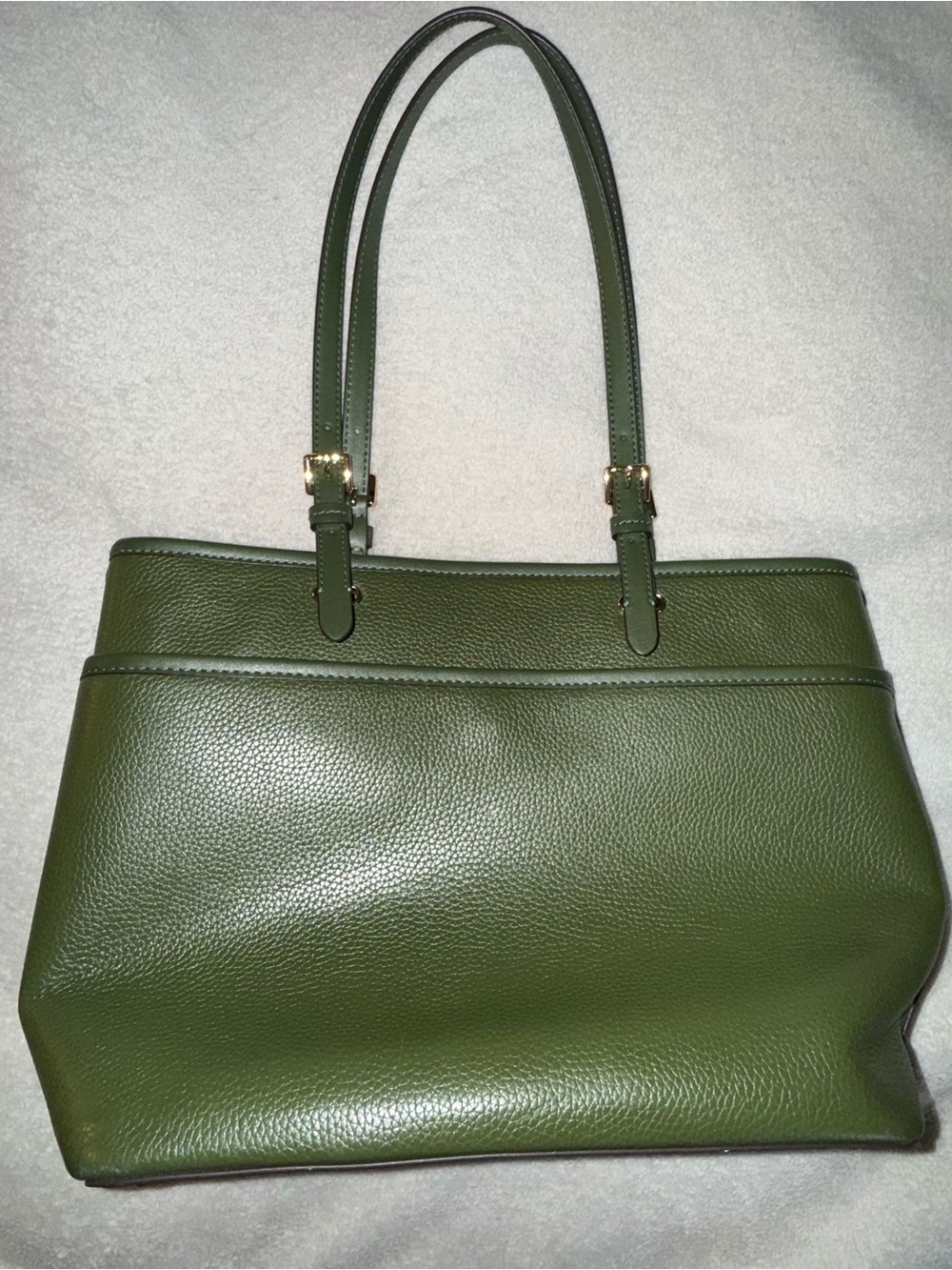 Michael Kors Olive Green Pebbled Leather Tote with Gold Hardware - Picture 7 of 8